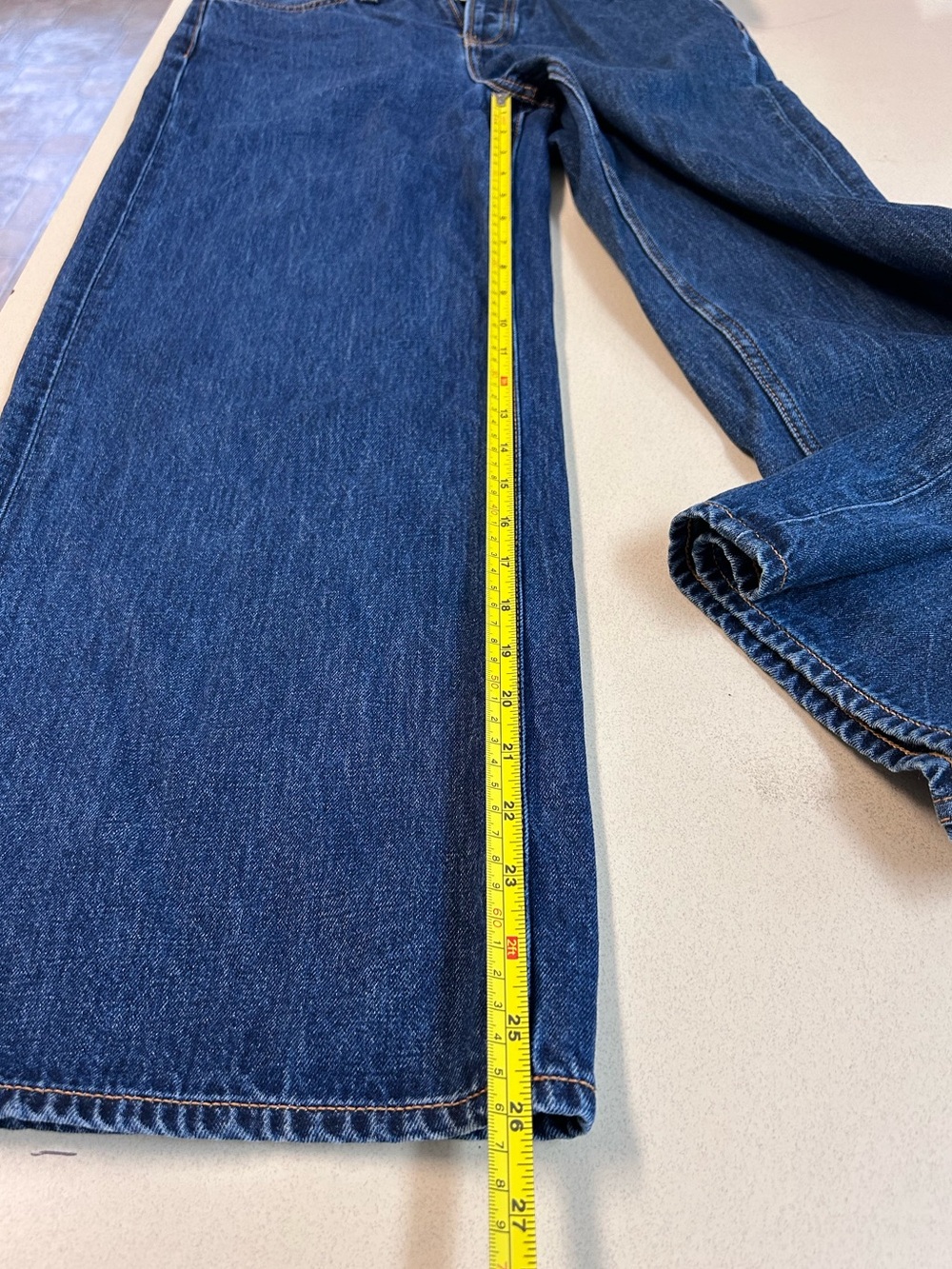 rag & bone Women's Wide Leg Jeans in Dark Blue Denim - Picture 4 of 7